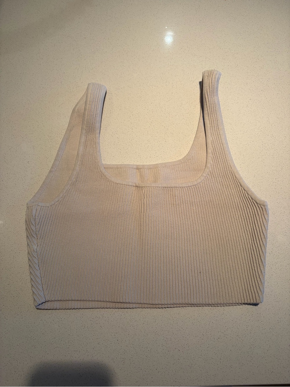Babaton Ribbed Square-Neck Crop Tank - Cream